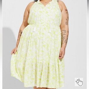 NWT Torrid MIDI Wash Gauze Tiered Dress Floral Yellow Size 3